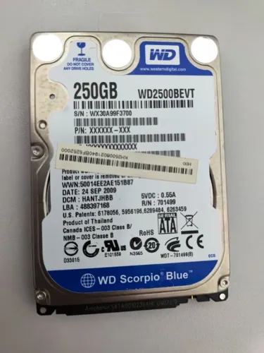 HD Western Digital 250GB SATA 2.5"