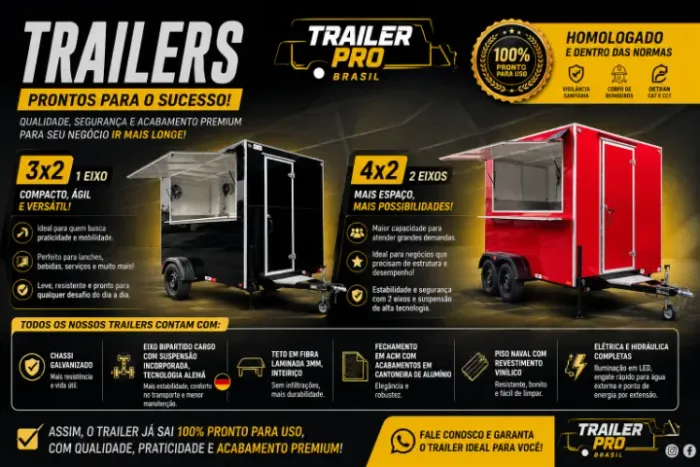 Trailer FoodTruck 4x2 A Pronta entrega.