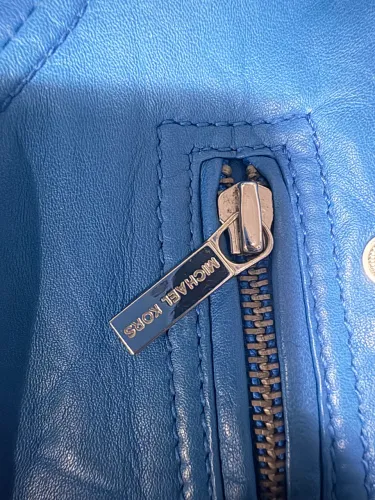 Jaqueta de Couro Michael Kors Azul Feminina - Tam. XS