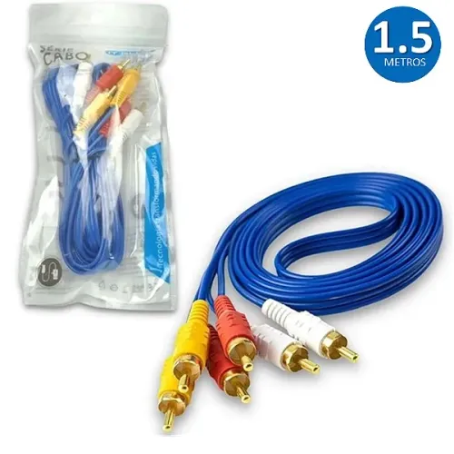 Cabo de Áudio e Vídeo RCA 3x3 (Amarelo, Branco, Vermelho) - It-Blue
