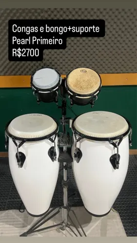 Conga e Bongo Pearl Primeiro peles evans e suporte