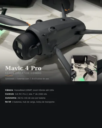 Drone Dji Mavic 4 Pro 512gb Creator Combo Seminovo Garantia