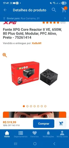 Fonte real XPG 650w Pylon