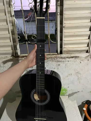 VIOLÃO 38" ACÚSTICO, COM TENSOR E CORDAS DE NYLON, COR PRETO, MODELO 38C-BK (NOVO)