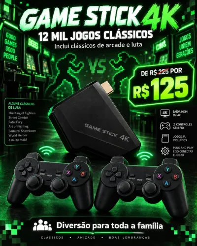 Game stick 4K novo 12 mil jogos!