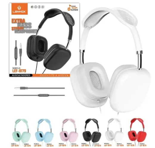 Headphone com Fio Microfone P3 3.5mm Lehmox - LEF-1079