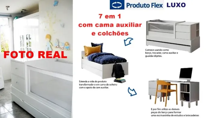 Quarto luxo berço cama guarda-roupa bebê completo