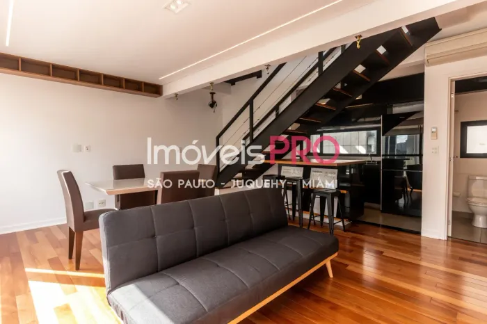 Apto mobiliado com 1 dorm, sendo suite e 1 vaga no Vila Olimpia