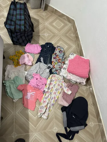 Lote 30 peças menina + mantinhas/cobertas e sling