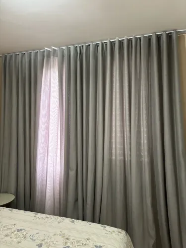 Cortina Linho Cinza com Forro Blackout 2,40 C x 2,60 A - Ajustável até 2,70 A