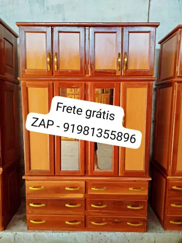 Guarda roupa casal 4 portas madeira maçaranduba novo!