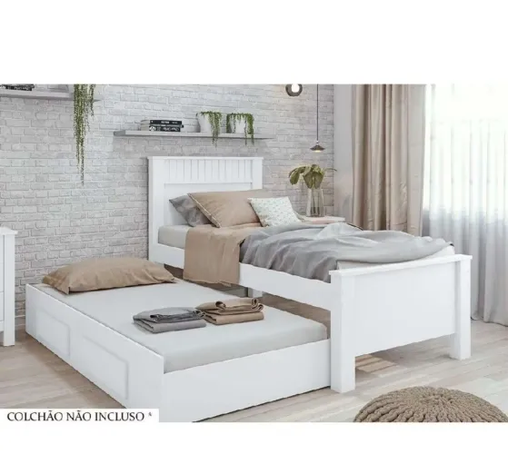 Vendo cama de solteiro,com cama auxiliar e 2 gavetas,está nova só está desmontada
