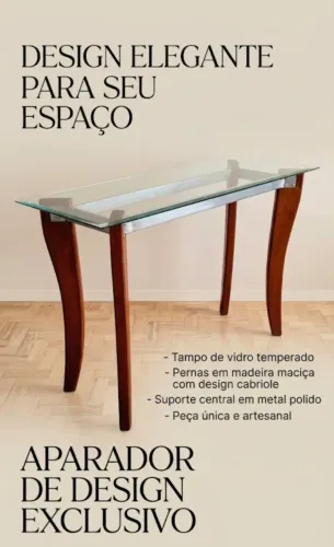 Aparador de Vidro e Madeira Maciça - Lindo Design (Excelente Estado)