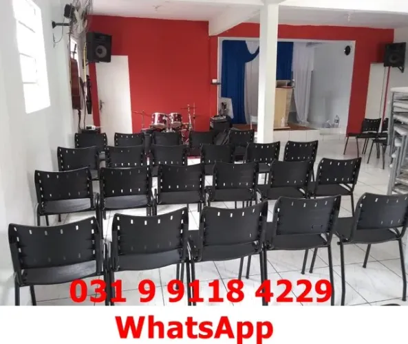 Frete Grátis para BH - Cadeiras Fixa Para Casa, Igreja, Loja, Auditório Pretas Novas