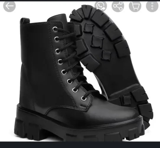 Bota Coturno Feminina Preta Tratorada - Pouco Uso