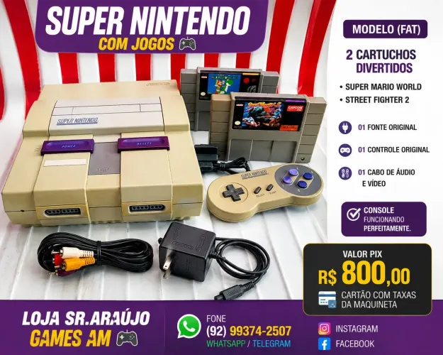 Super Nintendo com Cartuchos !!