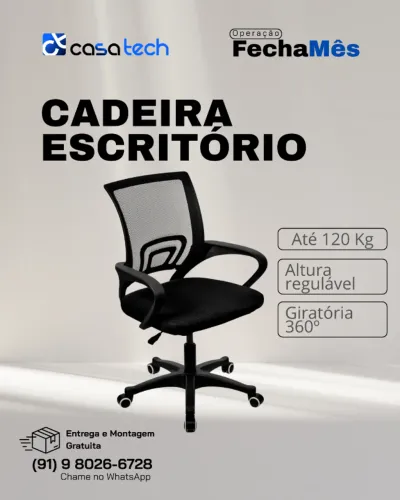 Cadeira Executiva Giratória Ergonômica NR17 Preta Home Office Escritório Entrega Grátis