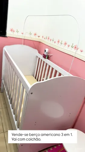 Berço americano 3 em 1 com colchão