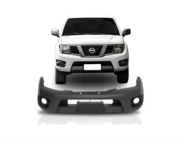 Parachoque Nissan Frontier 2012 à 2016 - CD - Furo Farol Auxiliar - Preto Liso - Shin Mei