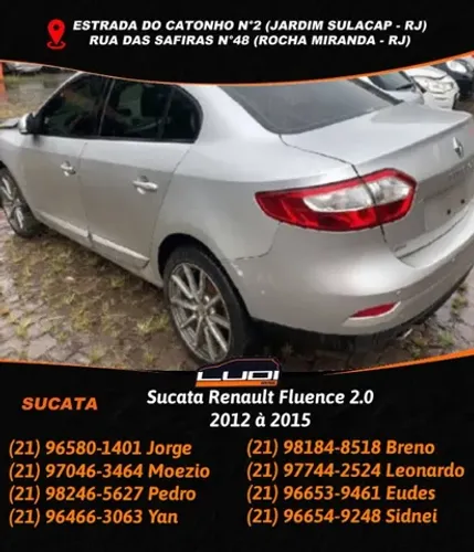 Sucata Renault Fluence 2.0 2012 à 2015
