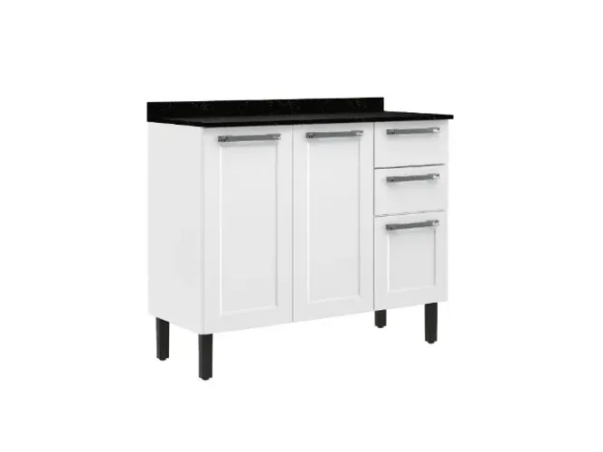 Balcão Cozinha Florença Aço Branco Até 12x - Frete Grátis 