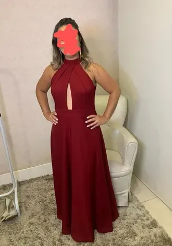 Vestido de festa marsala tamanho único usado uma única vez