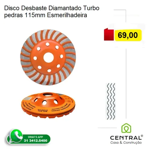 Disco Rebolo de Desbaste Diamantado Pedras 7"