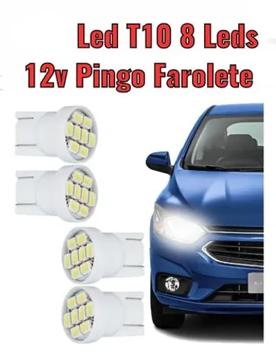 Pingo LED T10 8 LED Banco p/ Farolete, Placa, Interno