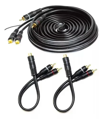 Kit Cabo Rca 5 Metros + 2 Cabos Y Banh. Ouro