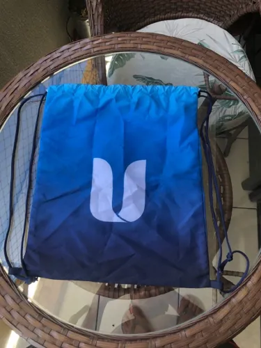Sacola/Mochila de Corda Azul Degradê com Logo