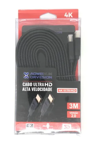 Cabo Hdmi Para Hdmi 2.0 Hdr 4K Ultra HD 3 Metros Novo na Embalagem