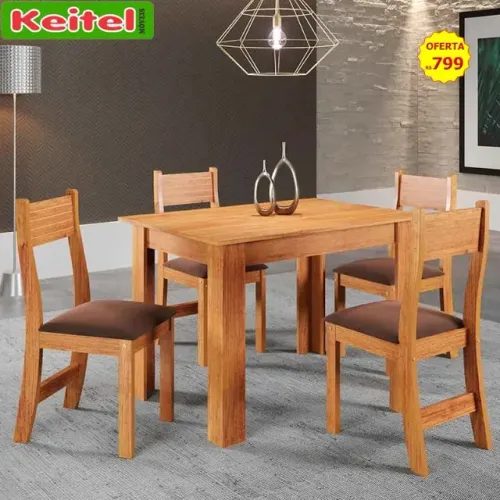 Mesa Retangular Palace Com 4 Cadeiras Brisa Mel Bombom