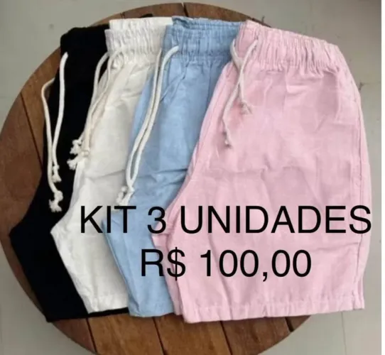 Kit 3 Shorts linho Premium