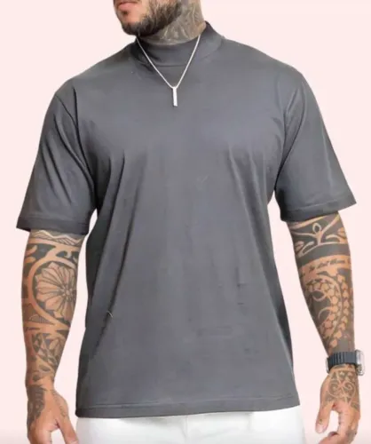 Camiseta Oversized Cinza Lisa Algodão