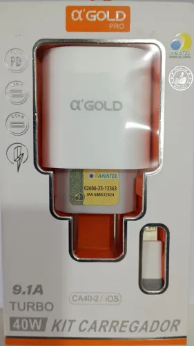 Carregador iPhone 9.1A Turbo - PD 40W A'Gold Premium !! Potente