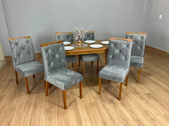 MESA 6 LUGARES ALTO PADRÃO CADEIRAS JÁ MONTADAS EM MADEIRA MACIÇA!! 625LO9