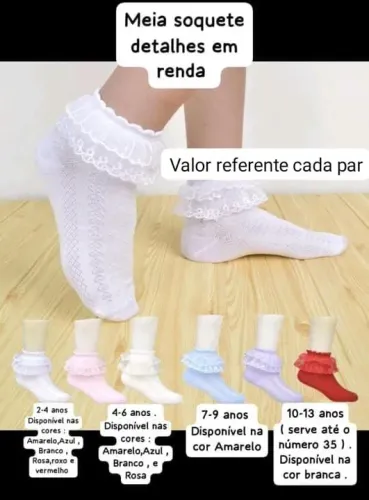 Meia Soquete Renda Bebê - Tamanhos Variados