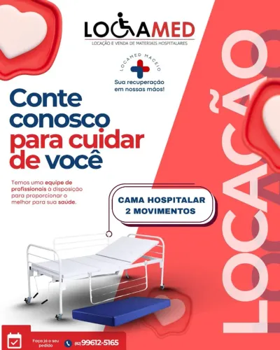 Cama Hospitalar 2 Movimentos - Locação