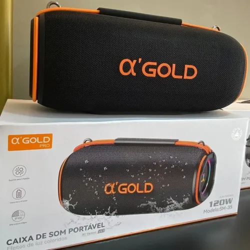 Caixa De Som Bluetooth Agold Pro Alta Qualidade 120W Ipx6 Prova Dagua Sm-35