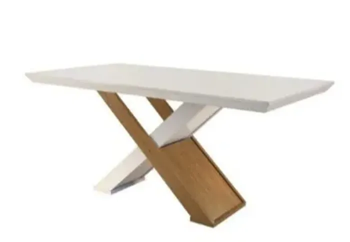 Conjunto Sala de Jantar Mesa 6 Cadeiras Amanda Espresso Móveis Creme/Off White/Imbuia