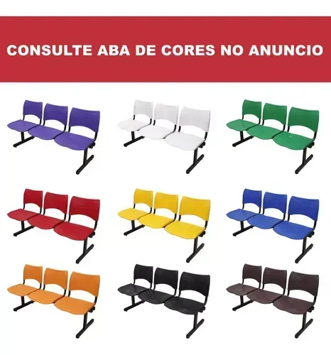 CADEIRAS E LONGARINAS RECEPCAO PVC PES EM AÇO IMEDIATAS LOJA * 