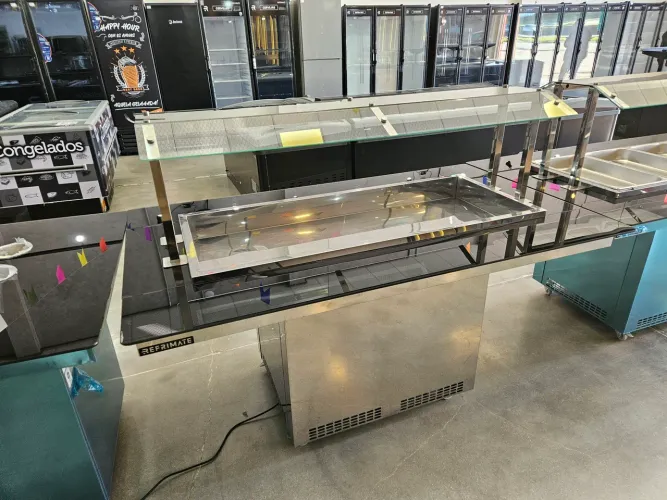 buffet de inox refrigerado 8 cubas semi-novo
