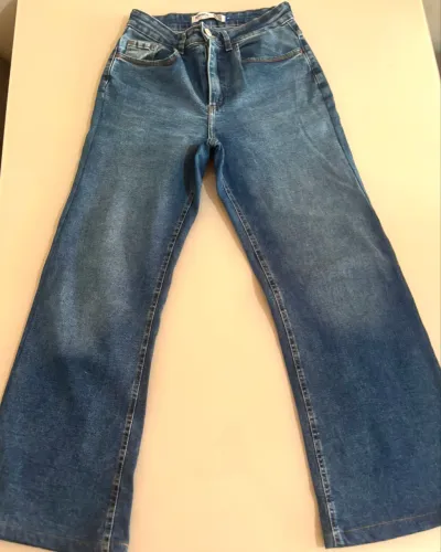Calça Jeans Wide Leg C&A Lavagem Média - Ótimo Estado