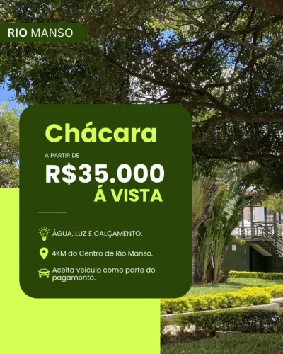 Chácaras em Rio Manso 1000 m2 a partir de 25.000 Entrada Facilitada