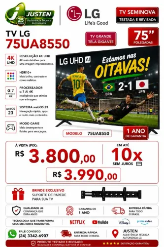 Televisão 75 polegadas 75UA8550 Garantia 1 ano