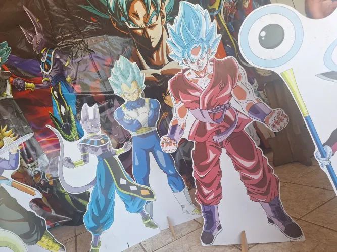 Decoração Dragon Ball Display Grande em MDF, 20 pçs. Painel de fundo Grande. TNT