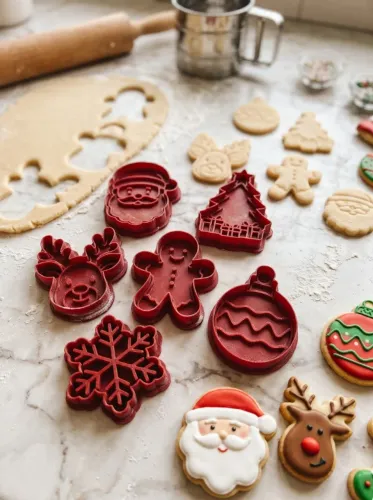 Kit 6 Cortadores de Biscoito Natalino com Carimbo em Impressão 3D | Papai Noel, Rena e Árv