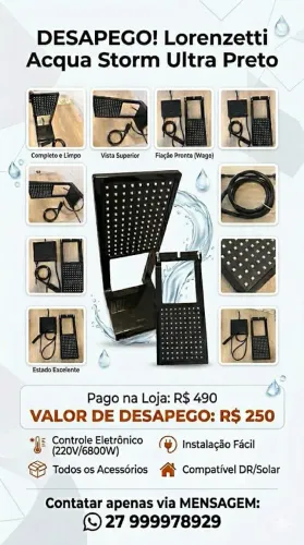 Chuveiro Lorenzetti Acqua Storm Ultra Preto 220V 6800W