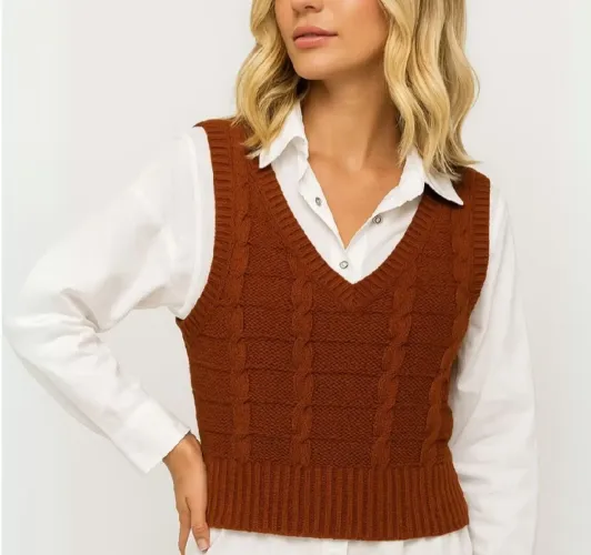 Colete tricot marrom tamanho M