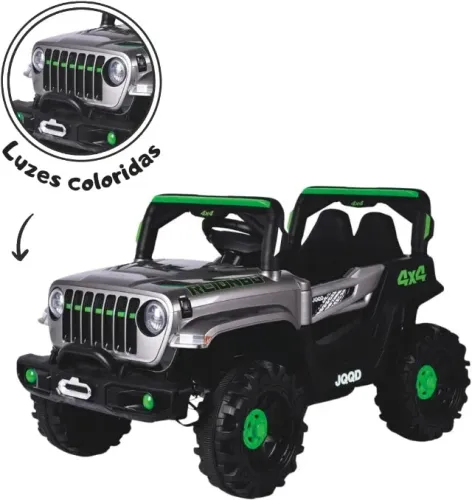 Jipe Infantil Elétrico 12v Carrinho Controle Remoto Música (Cinza)